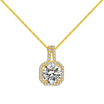 RINNTIN SN174 Bag Pendant Necklace 925 Sterling Silver Box Chain Charming 14k Gold Plated Necklace Jewelry