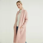 Women's Coats 2020 Autumn Winter Chunky Women's Long Length Pink Knitted Merino Wool Fabric Coats For Ladies