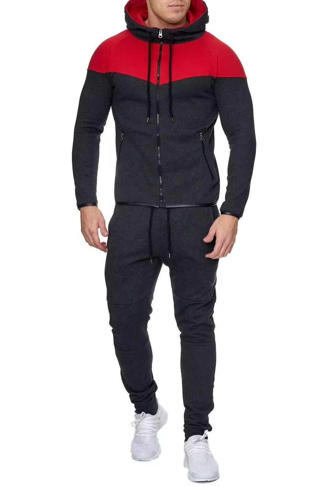 Men's Hooded Athletic Tracksuit Casual Full Zip Jogging SweatSuits