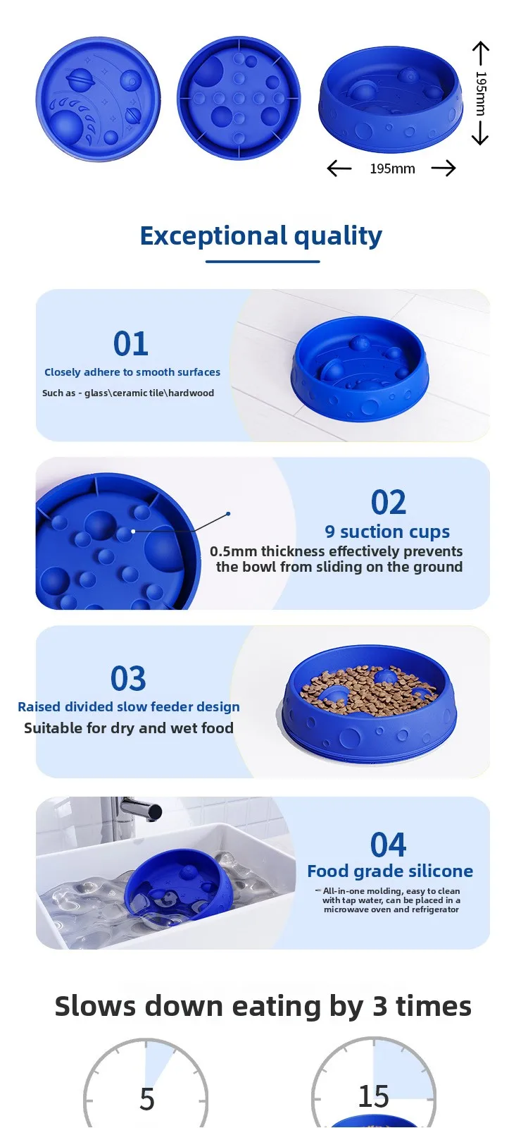 Starry Sky Pattern Anti-Choking Slow Food Bowl Silicone Anti-Slip Dog Bowl Pet Supplies & Feeders factory