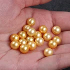 Gold Color Pearl 8-9mm Gold Color Round Freshwater Loose Pearl Beads No Hole For Women DIY Accessories
