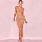 Elegant Ruffle Spaghetti Strap Bandage Long Evening Wrap Dress