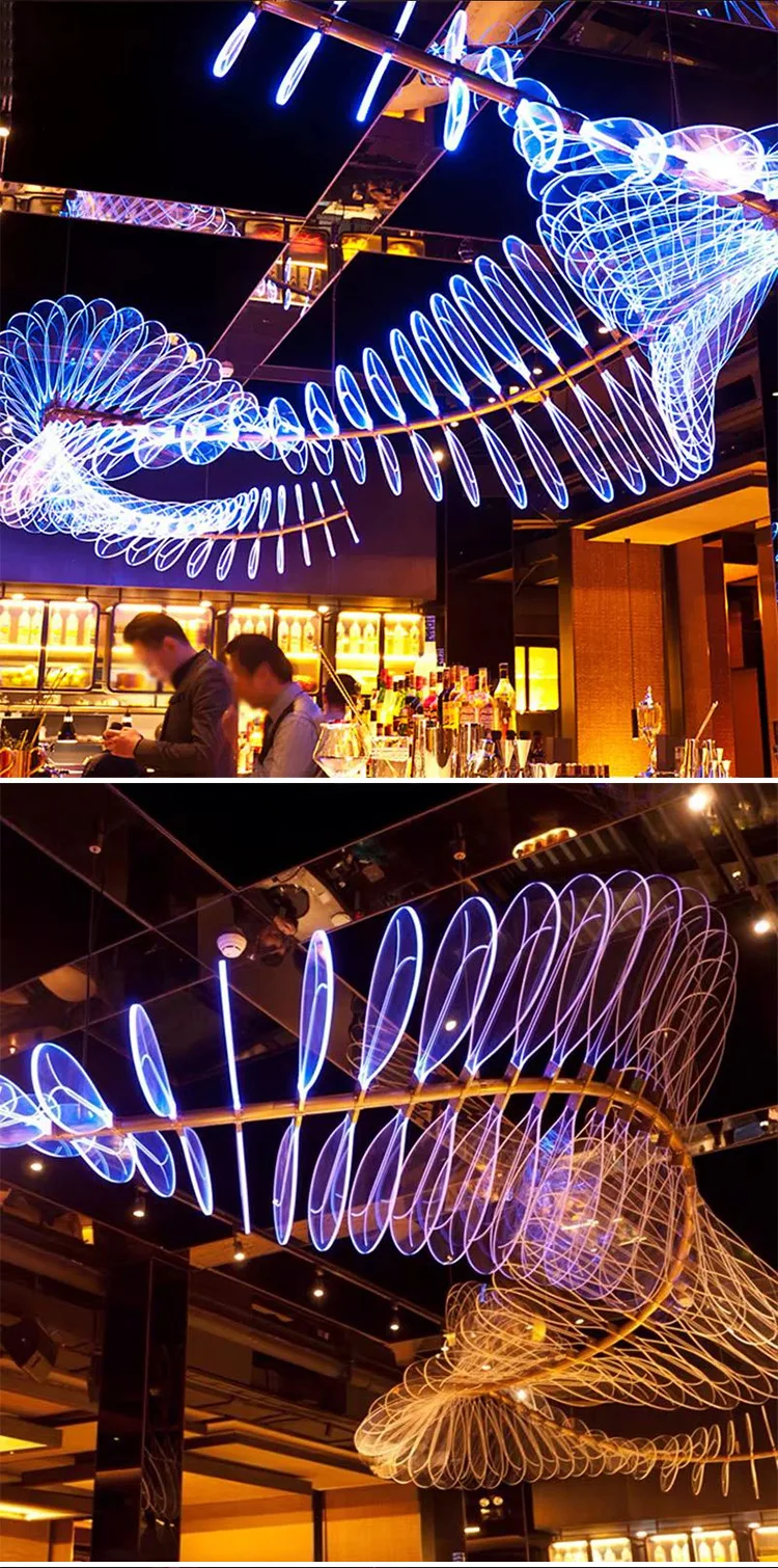 CPL-314 Contemporary Indoor Decoration Hall Hotel Lobby Bar Custom Long Shape LED Chandelier Light factory