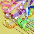 Wedding Wedding Wholesale Solid Color Satin Wedding Ribbon Wand Sticks With Little Bell