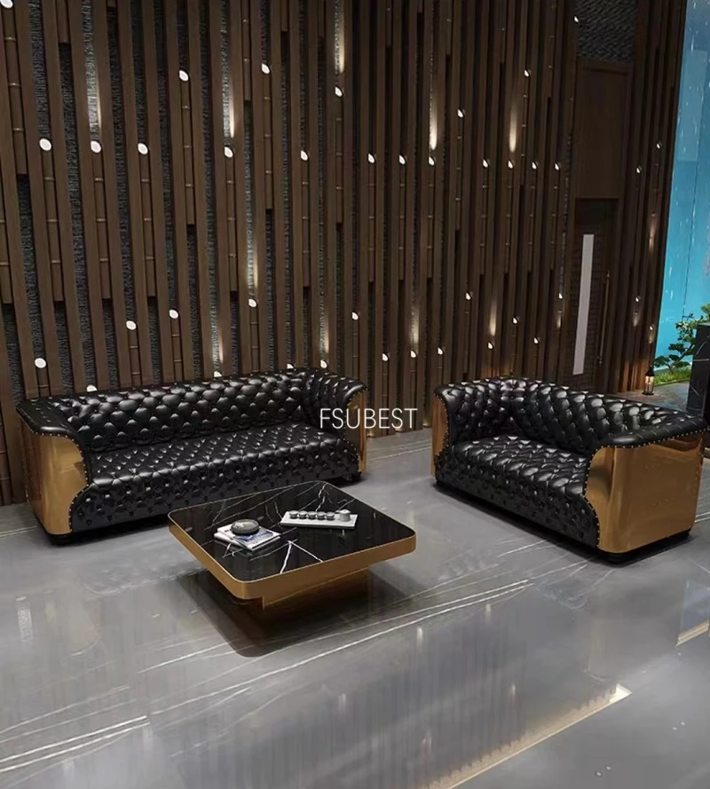 American Loft Style Aviator Genuine Buff Leather Classic Luxury Sofa