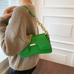 Irregular Women Buckle Single Shoulder Bags PU Leather Office Lady Korean Textured Chain Handbag Fashion Strap Girls Casual Bag