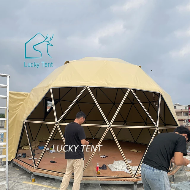 High Quality Aluminum Steel Frame Yurt Tent Permanent Luxury Glamping Hotel Igloo Tempered Glass Geodesic Dome Tent