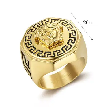 Wholesales Stainless Steel Jewelry 2020 New Design Top Amazon Medusa Gold Plated Hiphop Rings For Men