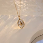 Pearl Popular Oval North Star White Shell Pendant Pearl Stainless Steel Necklace For Ladies