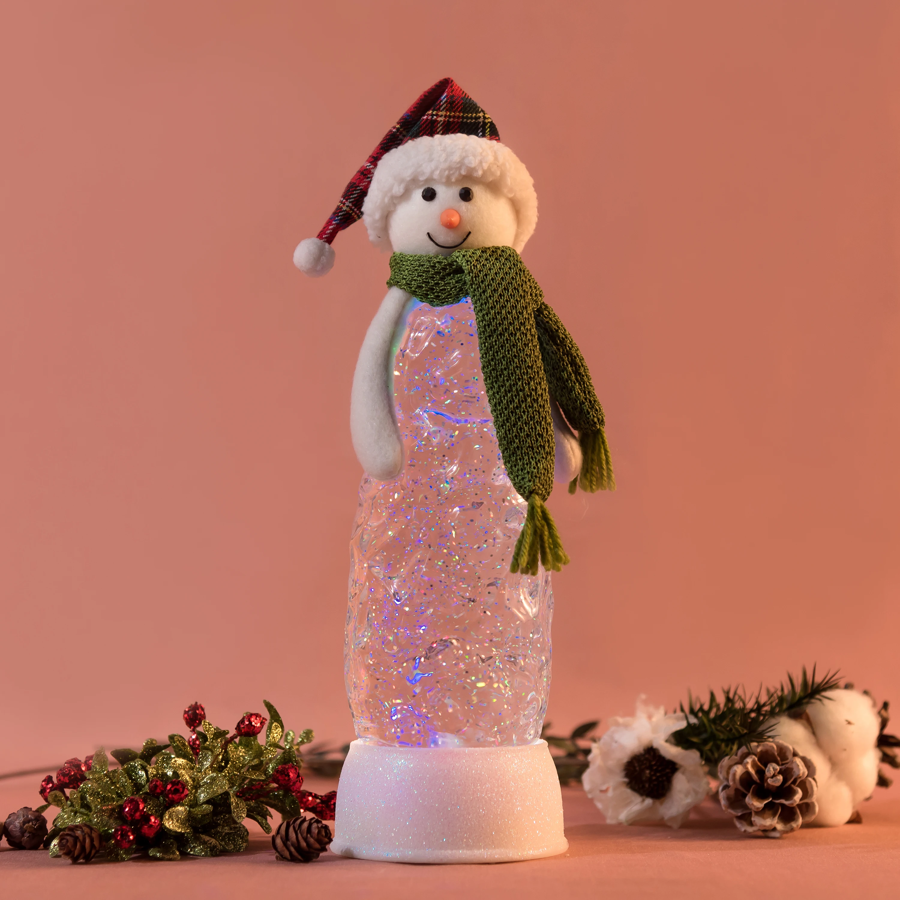 battery operated glitter snowman