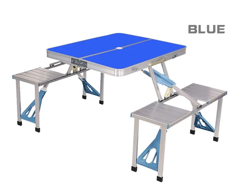 铝制桌椅折叠野餐餐桌野餐桌户外野营行李箱带4个座位