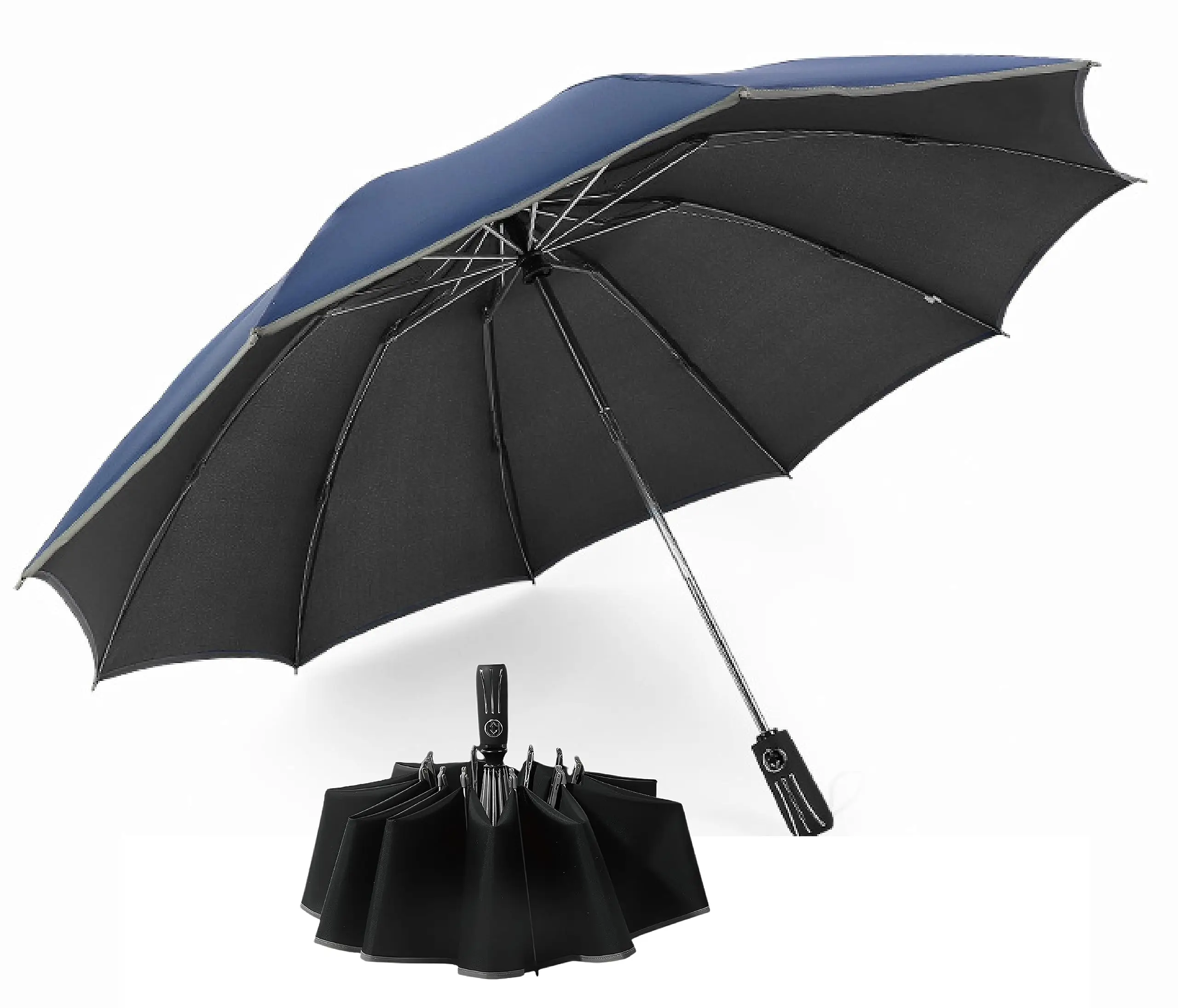 umbrella supplier parasol Inverted Automatic Umbrella Safety Reflective Strip with logo custom outdoor smart 3folding umbrella