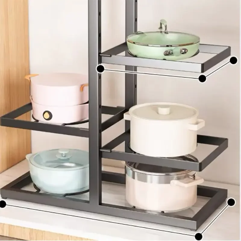 Metal 8-layer adjustable heavy-duty custom cabinet shelf cooking frying pan storage cover organizer kitchen pot rack