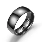Fashion Ring High Quality Fashion Custom Jewelry Blanks 8MM Mens Titanium Steel Black Ring