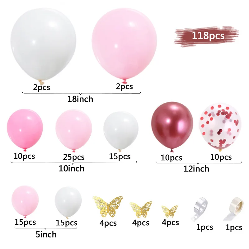 Wholesale Custom Happy Birthday Inflatable Helium Decorations Matte Latex Butterfly Balloons Arch Sets for Parties