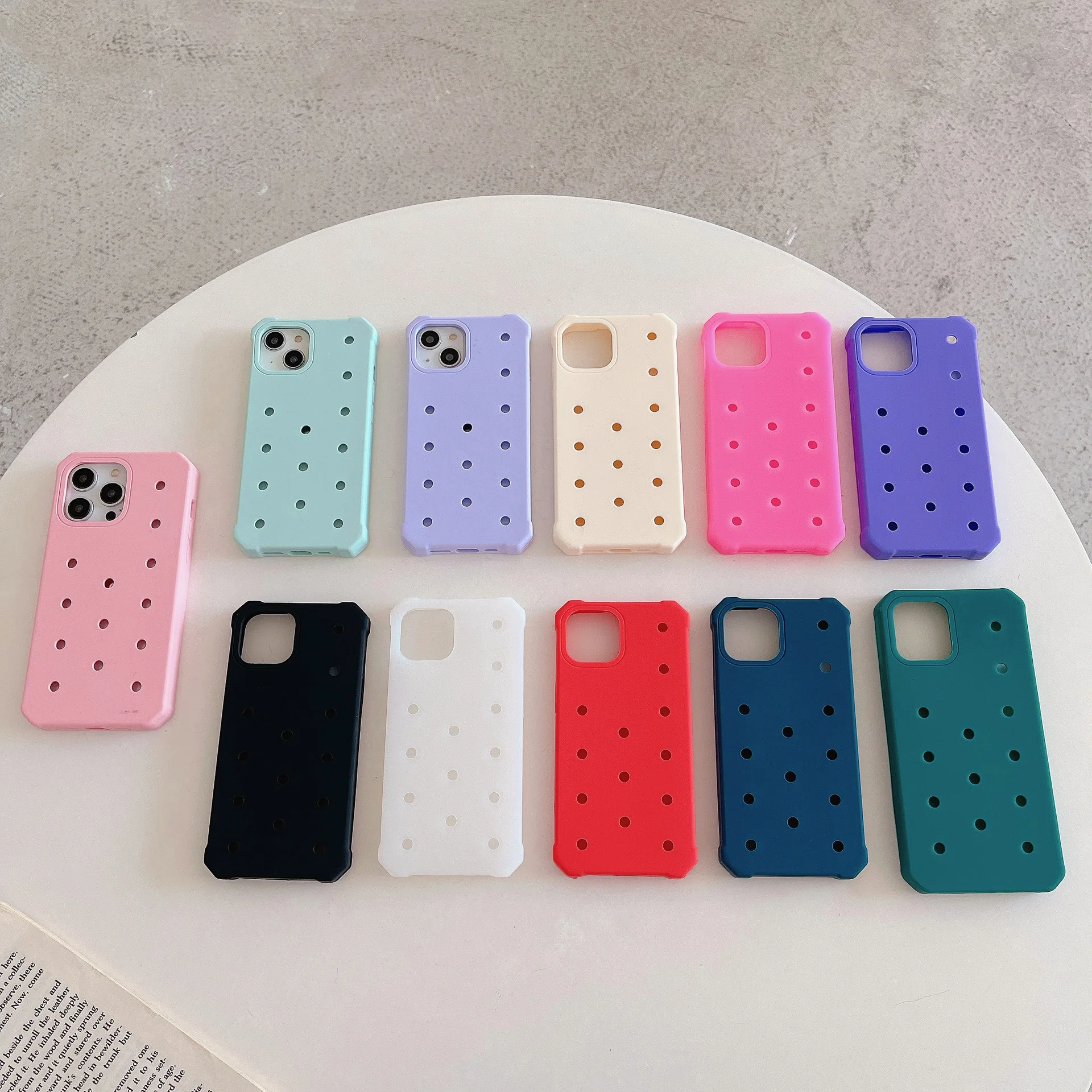 For Apple iPhone 15 Pro Max 14 Plus DIY Charms Hole Silicone Waterproof Shockproof anti-drop Cover Phone Case