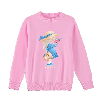 Sweet cartoon princess crew neck pullover selling comfortable stylish children's sweater