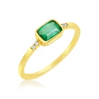 Gold Gemnel Wholesale Factory Hot Sale Russia Gold Square Diamond Cut Emerald Baguette Stone Ring
