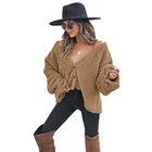 Coat 2021 Autumn And Winter Big V-Neck Long-Sleeved Blouse Fashion Ladies Casual Womens Plush Coat
