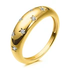 14k Rings Hot Sale Star Zircon 14k Gold Plated Stainless Steel Rings Trendy Jewelry 2022
