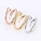 Silver Nail Ring Fashion Elegant Nail Open Rings Rhinestone Jewelry Silver Gold Plated Stainless Steel Rings