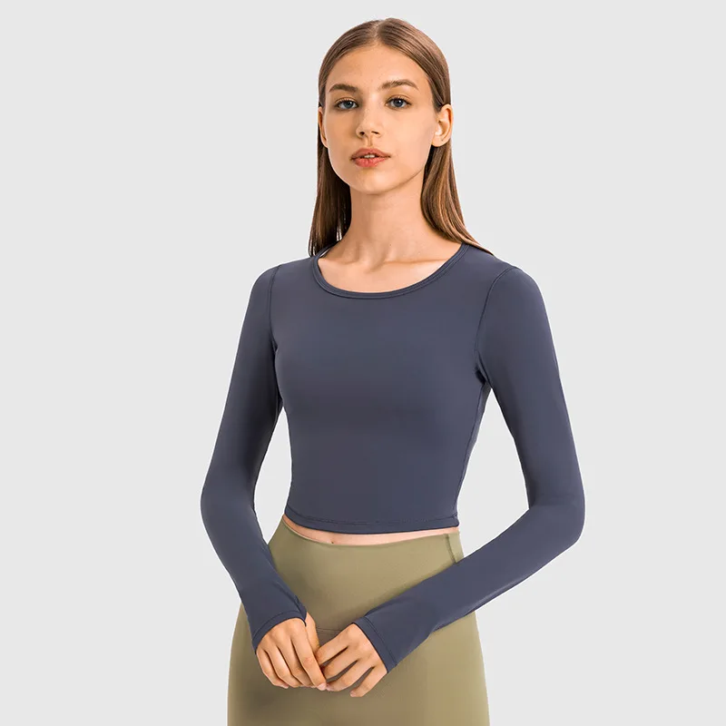 Ds128 Women Lulu Naked Feeling Long Sleeve Yoga Top Casual Crew Neck  Fitness Crop Top With Thumb Hole - Buy Long Sleeve Yoga Top,Lulu Naked  Feeling Top,Fitness Crop Top Product on Alibaba.com