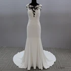 Bridal Sleeveless Crystal Lace Luxury Mermaid Bridal Wedding Dress With Long Train