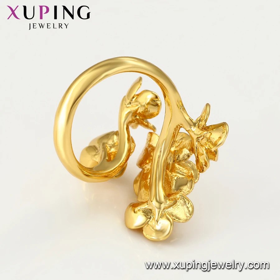 16776 xuping fashion 24k gold color dubai style flower gold plated wedding rings