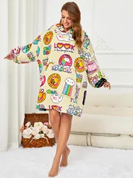 High Quality Warm Flannel Sherpa Berber Fleece Home Homewear Sleep Pajama Women Long Sleeves OEM Spring Winter Blanket Hoodies