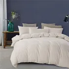 Comforter 100% Washed Cotton Duvet Cover 3 Piece Comforter Cover Queen Full Size Solid Color And Ultra Soft With Zipper
