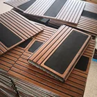 Dark Brown Bamboo Sofa Tray With Anti Slip Pad