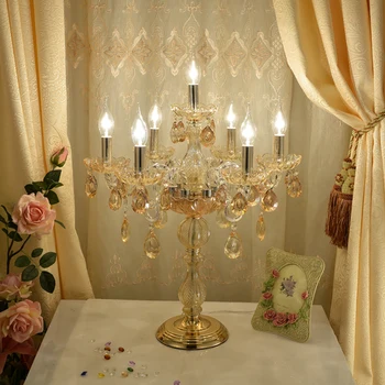 Postmodern crystal table lamp luxury living room dining room decoration lamp hotel room bedside amber luster crystal table lamp