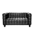 Furniture European Living Room Furniture Sofa Black 2 Seater Luxury Leather Love Seat Sofa