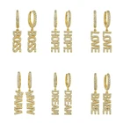 Charm Earrings Named Earrings Fashion Model Sterling Silver Jewelry Mama Letter Name Huggie Charm Earrings