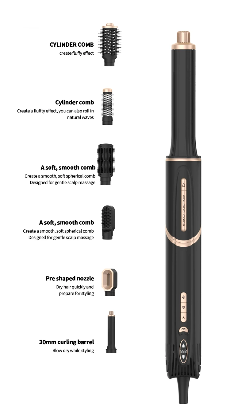 Wholesale 7in 1 Hair Dryer Set Thermal Blowout Hair Dryer with Interchangeable Head for Hair Salon One Step Hot air Brush details