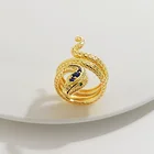 Diamond Snake Rings Amazon Hip Pop Unisex Animal Blue Diamond Zircon Eye Sex Snake Design Head Shaped Rings