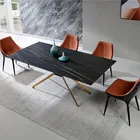 Table 2021 New Light Luxury Modern Sintered Stone Dining Table Home Stainless Steel Table