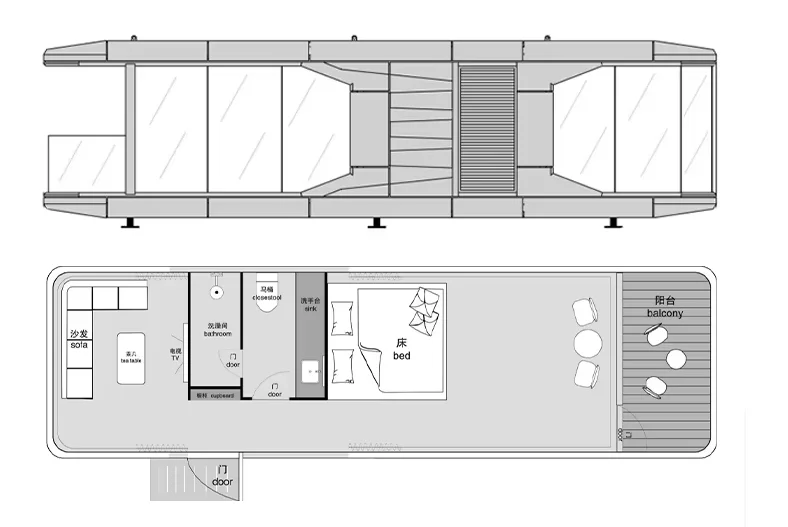 product modern high tech steel space capsule container house hotels apartments prefab living pod solar power living room bathroom-4