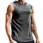 Black Wholesale Men Sports Tank Top Custom Muscle Fitness Hoodie Vest Men's Black Tank Top