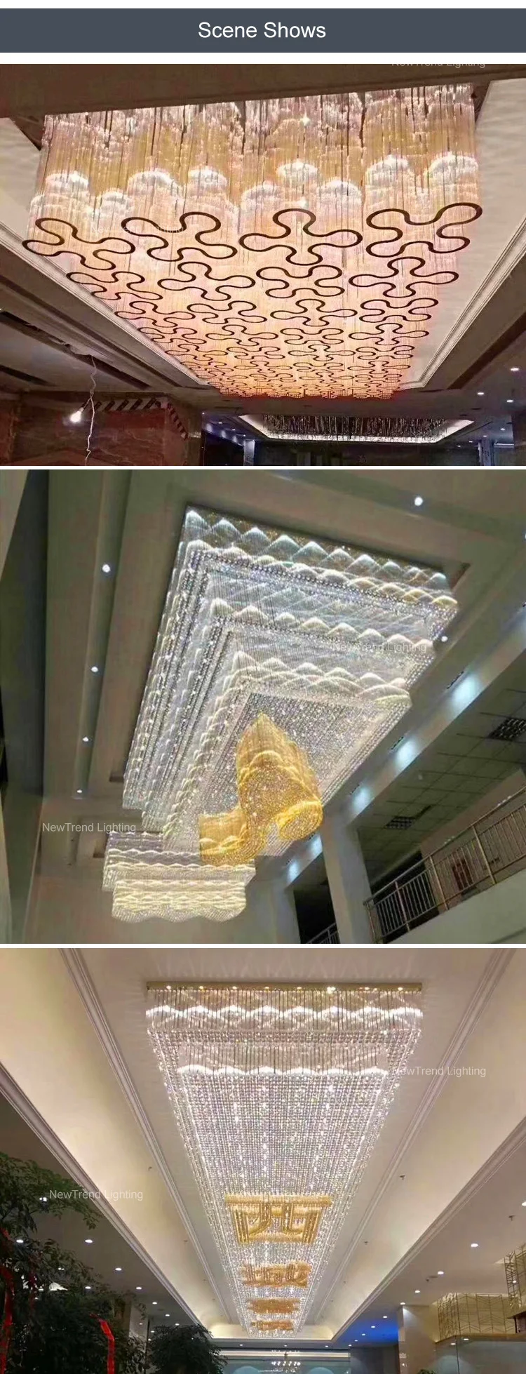 CPL-201 Luxury Style Indoor Decoration Hotel Lobby Baquet Hall Modern Crystal LED Ceiling Chandelier factory