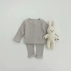 Spring and Autumn Infant Home Suit Solid Color Boys' Pajamas Long Sleeve Baby Clothes