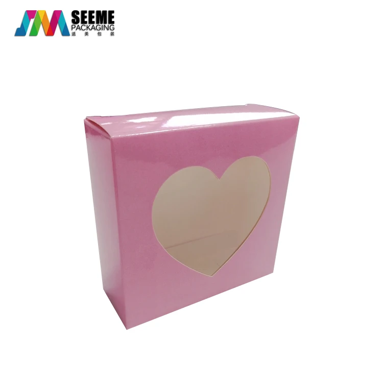 hot sale pink red soap paper box heart shape window gift