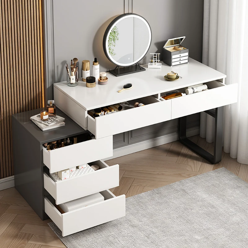 2024 New Design Modern Lightweight Wooden Black White Dressing Makeup Vanity Table with Mirror Bedroom