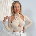 Dresses Hot Sale Women's Hollow Out Crop Cross Collar Tops Elegant Casual Dresses