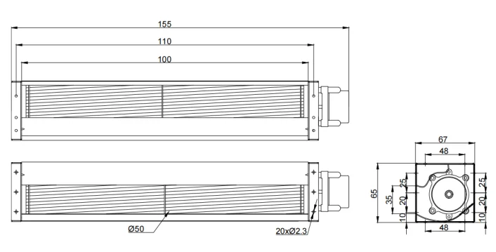 Tangential Fan, 24V, 50mm, Aluminum - detail 8