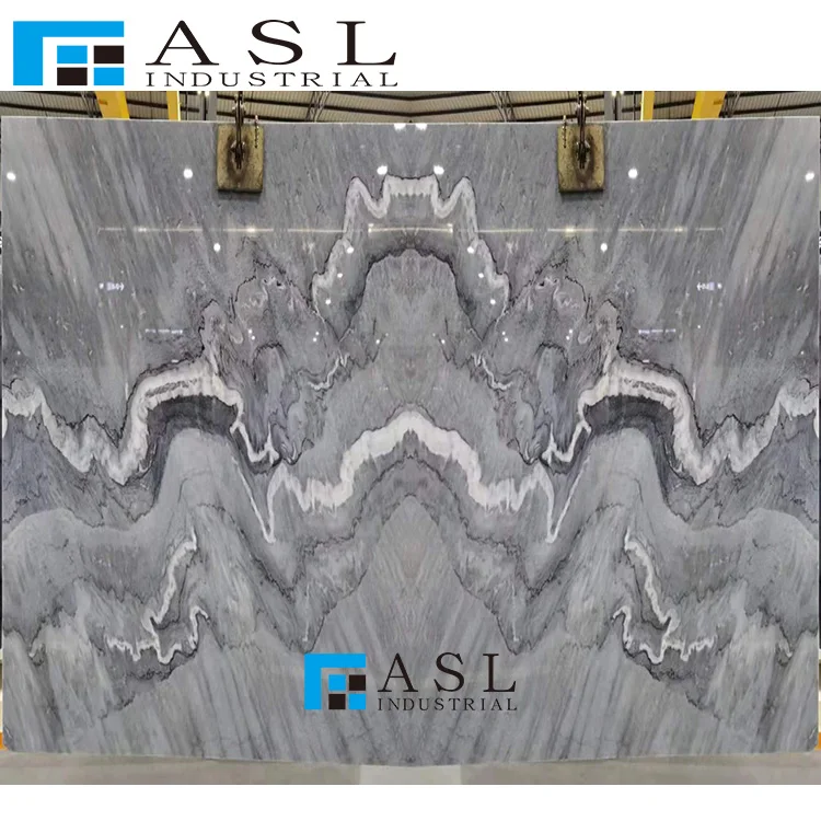 Luxury Bruce Book Match Natural Grey Marble Floor Tile Stone Slabs