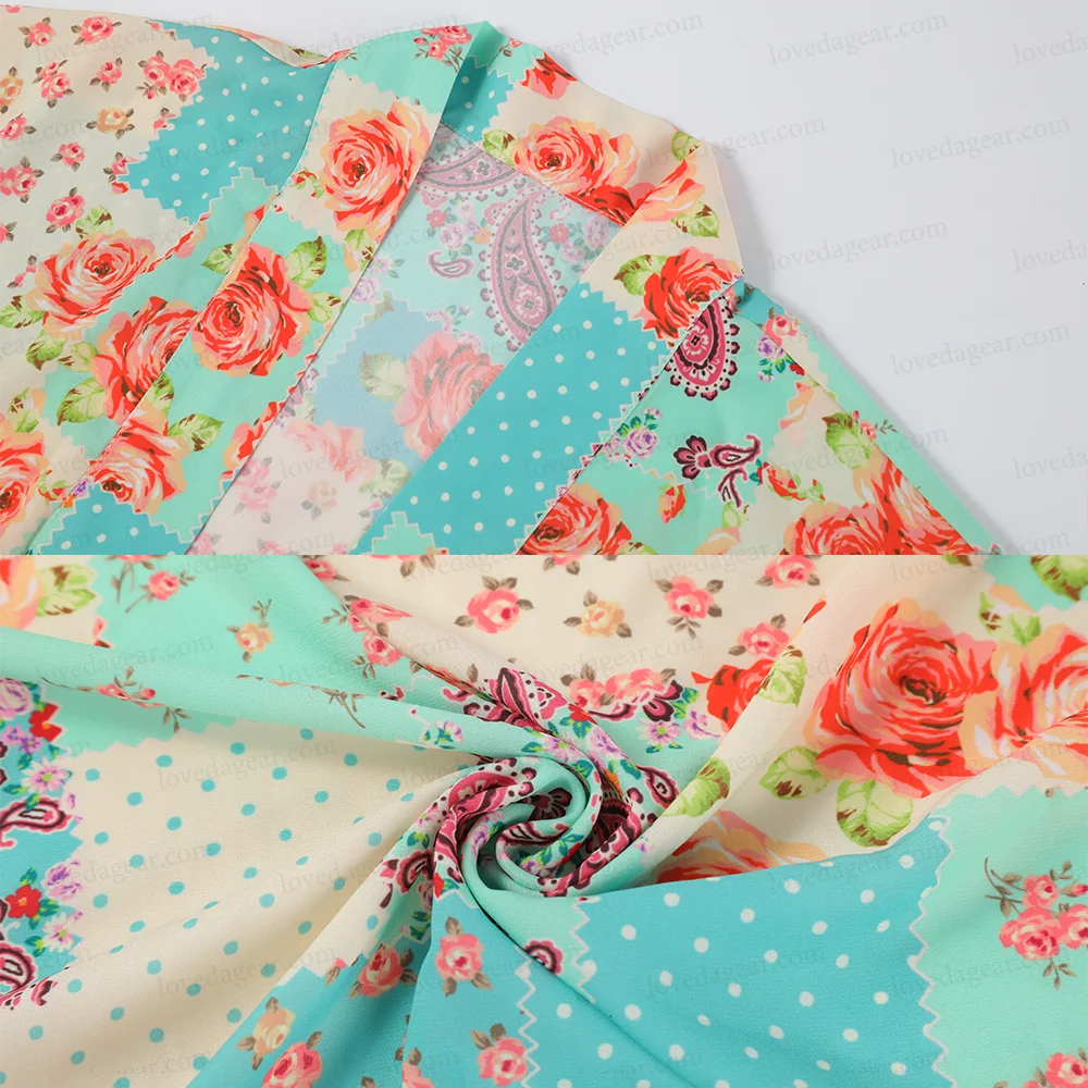 Custom Womens Top Floral Summer Paisley Prints Linen Silk Beach Cover Up Cardigan Kimono