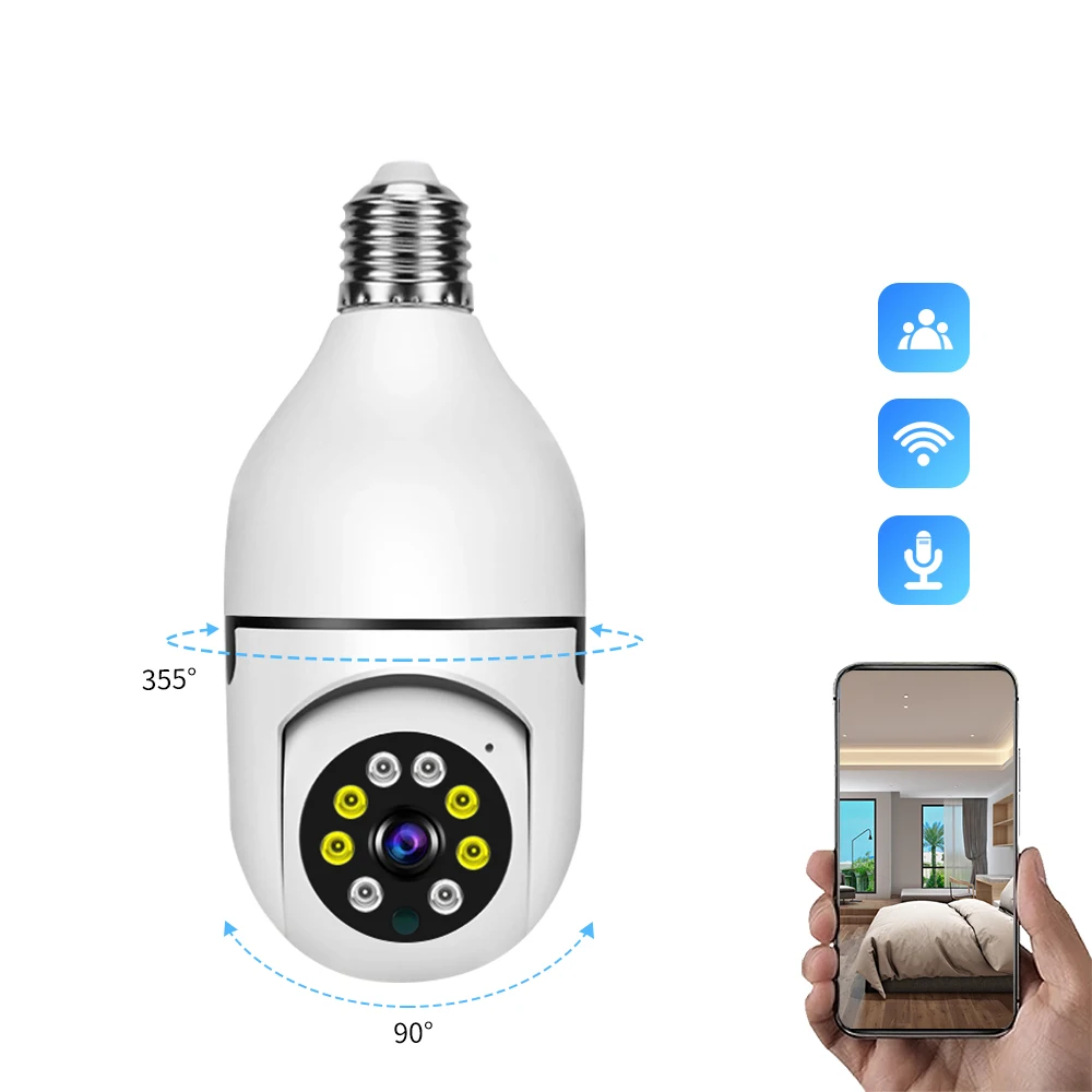 2022 Hot V380 PTZ WiFi Light bulb Camera 3MP E27 Socket Color Night Vision Wireless IP Camera PTZ WiFi  bulb PTZ Camera V380