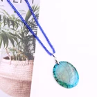 Jade Pendant Jadejadejade New Blue Green Oval Original Natural Stone Jade Jewelry Pendant Crystal Chain