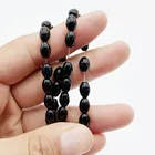 Beads Cheap 9x6mm Oval Black Glass Beads Tasbih 33 Beads Worry Prayer Beads Tasbeeh Masbaha-Subha Rosary